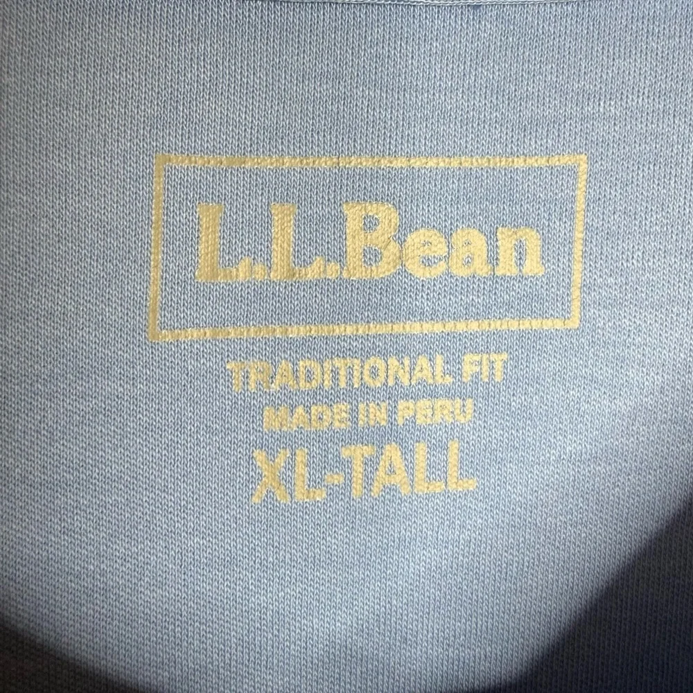 LL Bean Pima Cotton Blue Henley Shirt Men’s Sz XL Tall Soft Casual Short Sleeves - Picture 3 of 8
